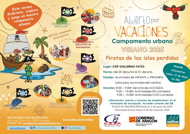 509073 CEIP GUILLERMO FATÁS - ABIERTO POR VACACIONES VERANO JUNIO / JULIO 2025 - Inscríbete