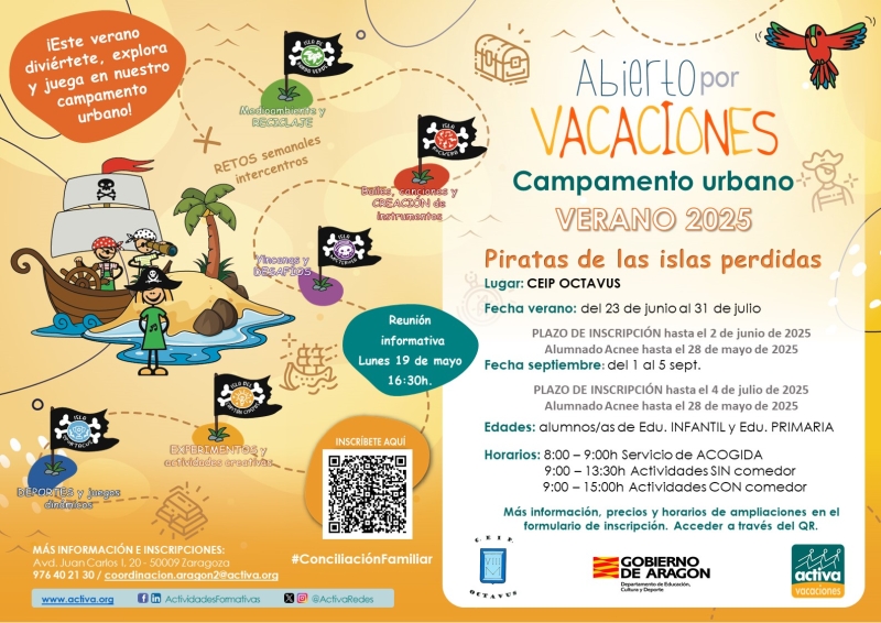 500299 CEIP OCTAVUS - ABIERTO POR VACACIONES VERANO JUNIO / JULIO 2025 - Inscríbete