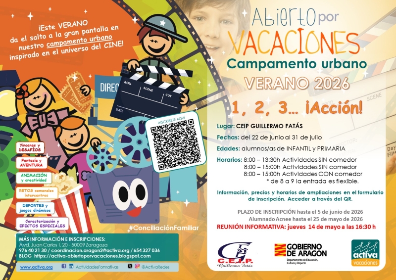 509073 CEIP GUILLERMO FATÁS - ABIERTO POR VACACIONES VERANO JUNIO / JULIO 2026 - Inscríbete
